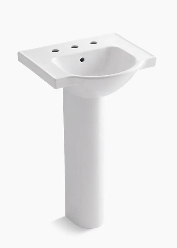 Kohler 5265-8-0 Veer 21 x 18 in. Rectangular Pedestal Sink and Base in White