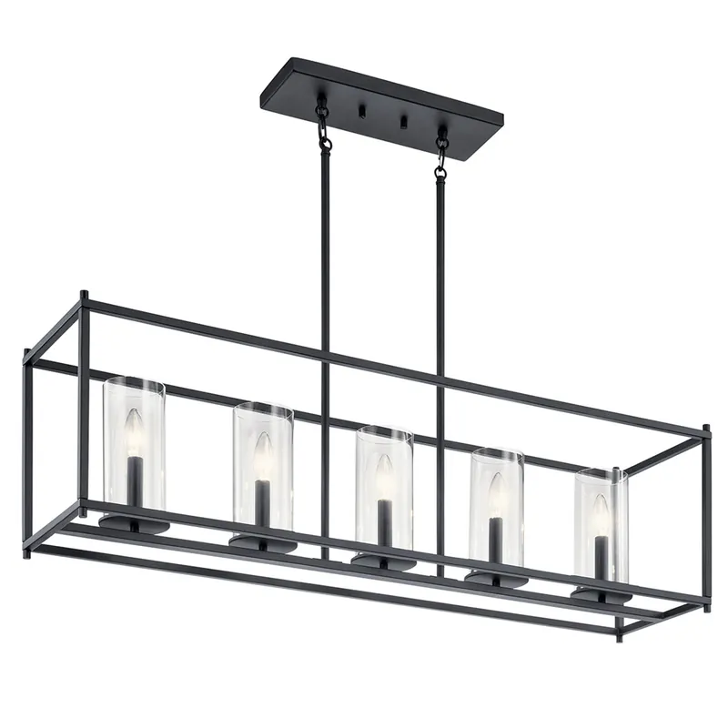 Kichler 43995BK Crosby 5-Light Linear Chandelier Black