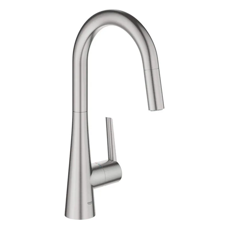 GROHE 32226DC3 Zedra Single Handle Pull Down Kitchen Faucet in Steel