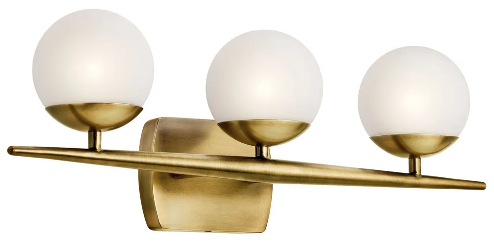 Kichler 45582NBR The Jasper 24.5in 3 Light Halogen Vanity Light Natural Brass