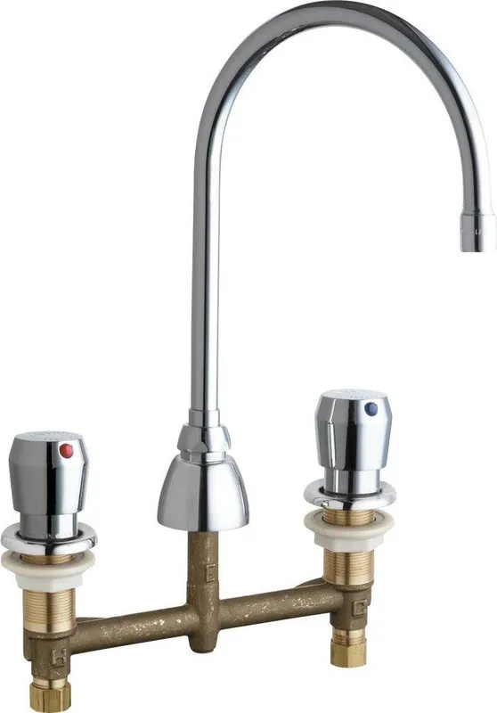 Chicago Faucets 786-E35-665ABCP 786 Series Two Handle Metering Bathroom Sink Faucet in Polished Chrome