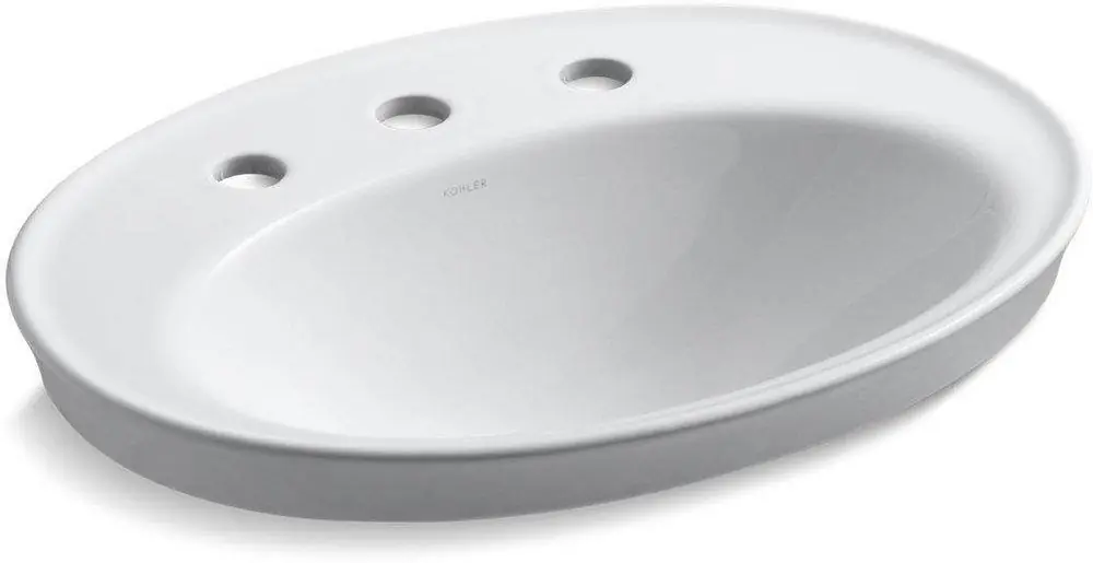 Kohler 2075-8-0 Serif® 22-1/8 x 16-1/4 in. Oval Drop-in Bathroom Sink in White