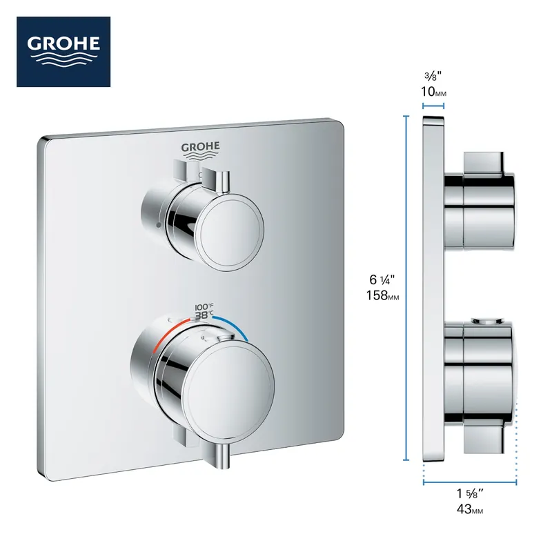 Grohe 241112430 Dual Function 2-Handle Thermostatic Valve Trim in Matte Black