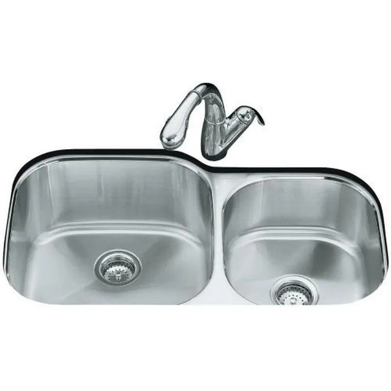 Kohler 3356-NA Undertone 35-1/8 x 20-1/8 in. Stainless Steel Double Bowl Undermount Kitchen Sink with Sound Dampening