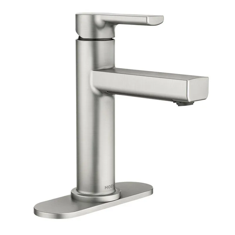 Moen 84627SRN Home Care Single Handle Monoblock Bathroom Sink Faucet in Brushed Nickel