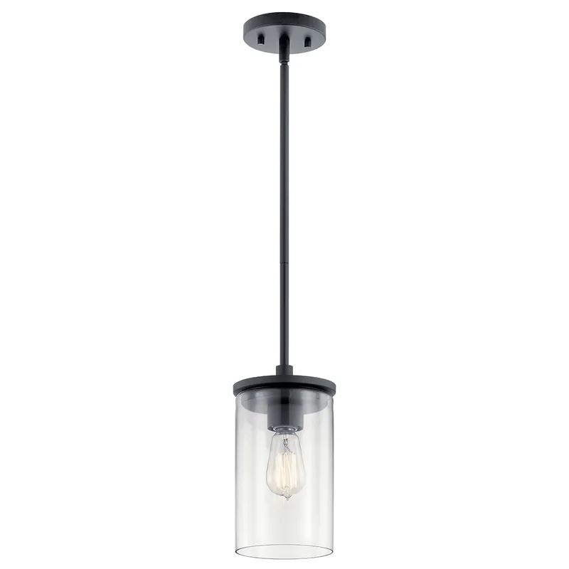 Kichler 43996BK Crosby Mini Pendant 1 Lt Black