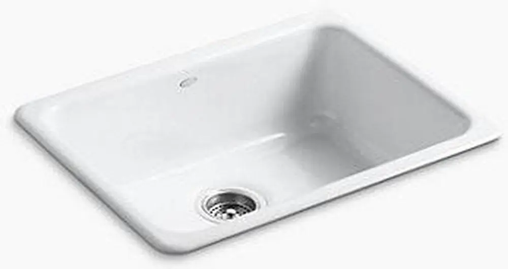 KOHLER 6585-0 Iron/Tones 24-1/4 x 18-3/4 No Hole Cast Iron Single Bowl Dual Mount Kitchen Sink