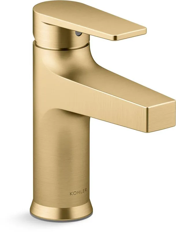KOHLER 74013-4-2MB Taut Single Handle Monoblock Bathroom Sink Faucet in Vibrant Brushed Moderne Brass