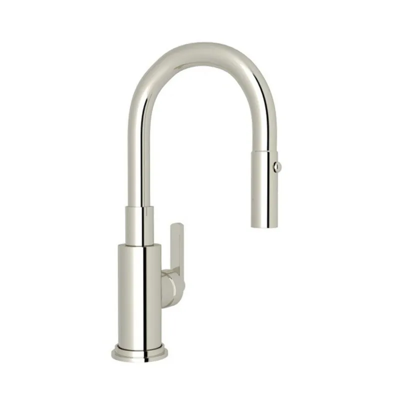 Rohl A3430SLMPN-2 Lombardia Single Handle Pull Down Bar Faucet in Polished Nickel