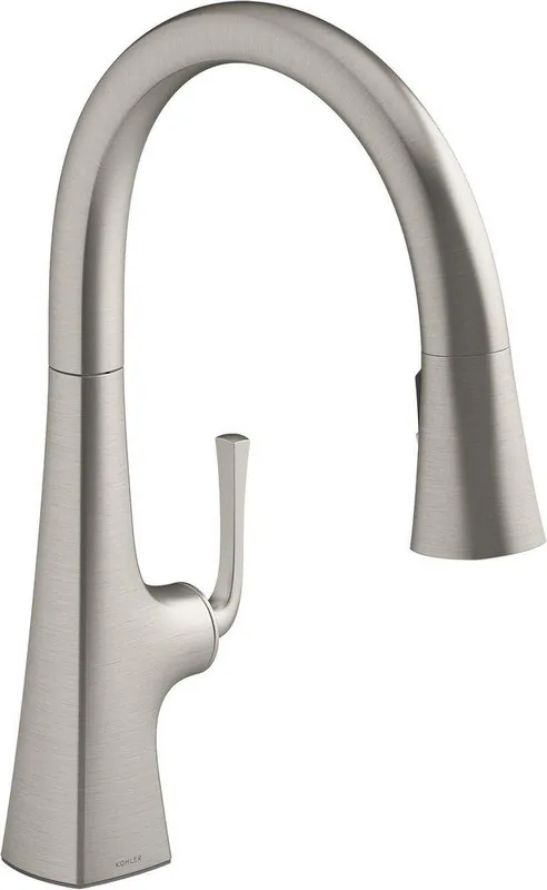 KOHLER 22062-VS Graze Single Handle Pull Down Kitchen Faucet in Vibrant Stainless