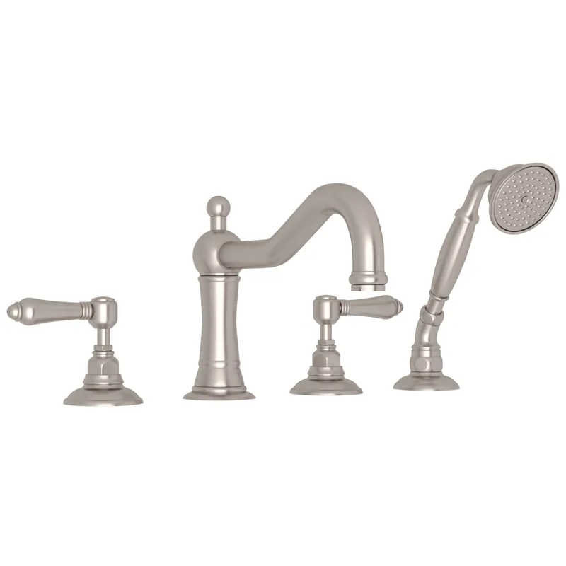 Rohl A1404LMSTN Acqui 4-Hole Deck Mount Tub Filler in Satin Nickel