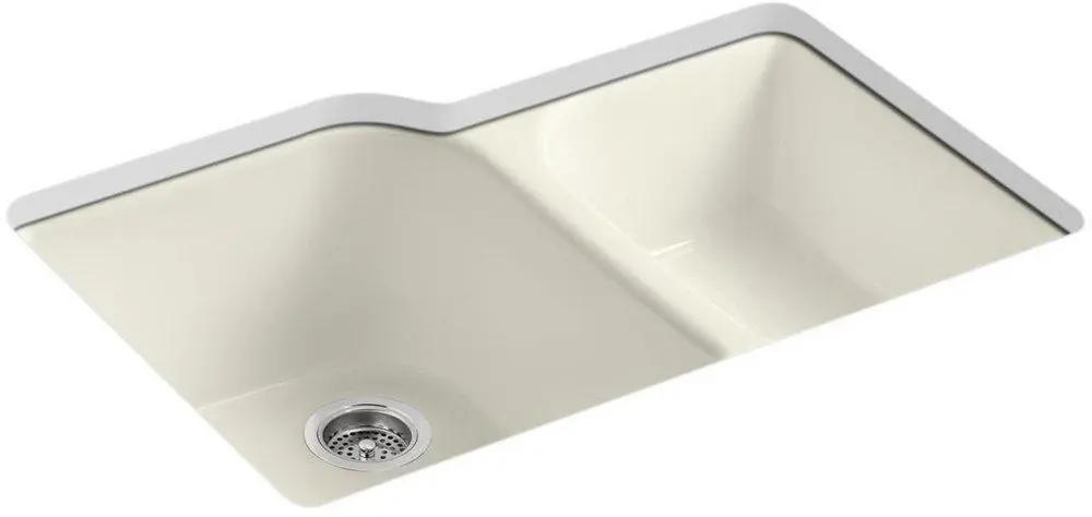 Kohler 5931-4U-96 Executive Chef 33 x 22 in. 4 Hole Cast Iron Double Bowl Undermount Kitchen Sink in Biscuit