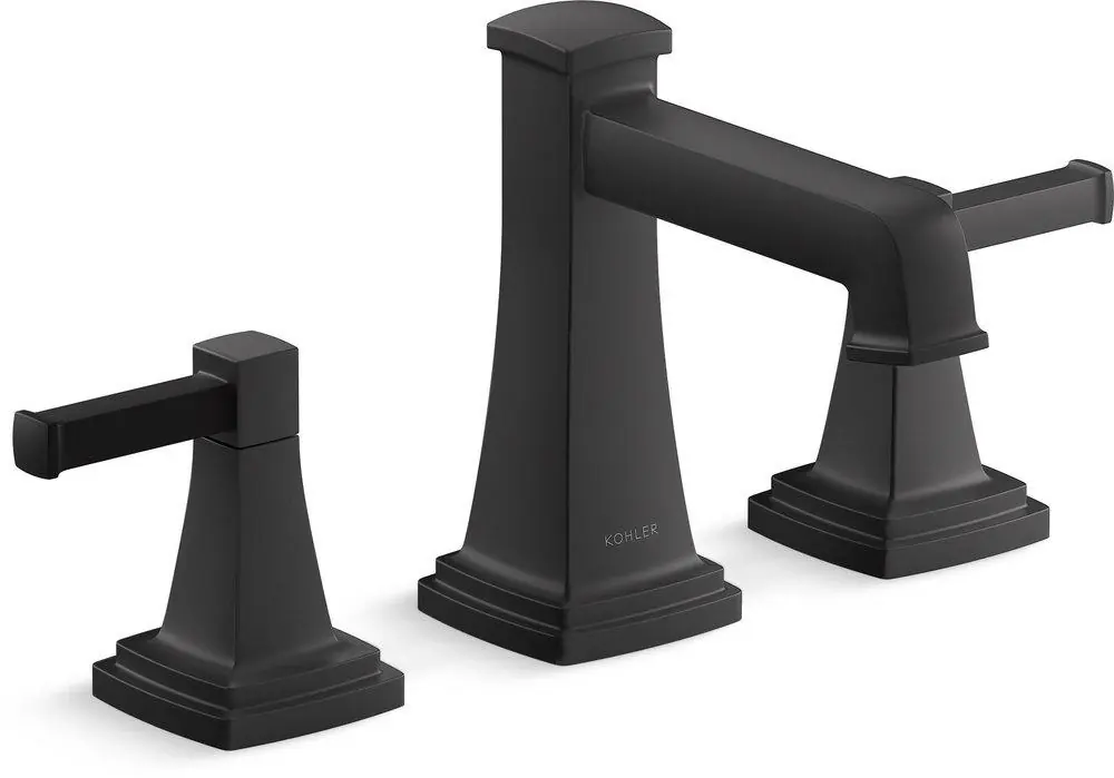 Kohler 27399-4-BL Riff Two Handle Widespread Bathroom Sink Faucet in Matte Black