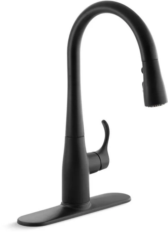 KOHLER 597-BL Simplice Single Handle Pull Down Bar Faucet in Matte Black
