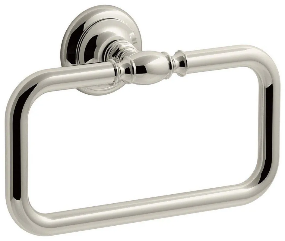 KOHLER 72571-SN Artifacts Rectangular Closed Towel Ring in Vibrant Polished Nickel