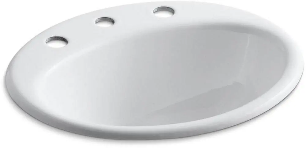 Kohler 2905-8-0 Farmington 19-1/4 x 16-1/4 in. Oval Drop-in Bathroom Sink