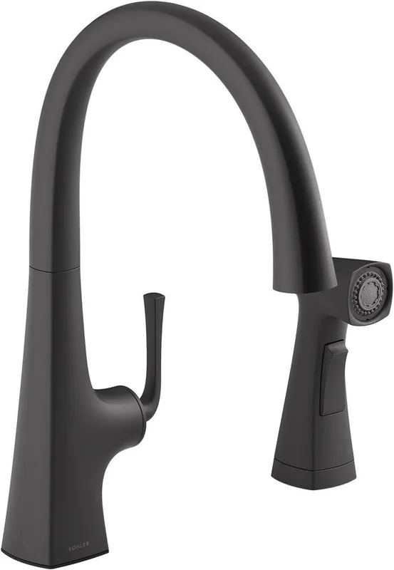 Kohler 22064-BL Graze Single Handle Kitchen Faucet with Side Spray