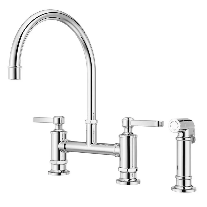 Pfister LG31-TDC Port Haven Two Handle Bridge Kitchen Faucet with Side Spray