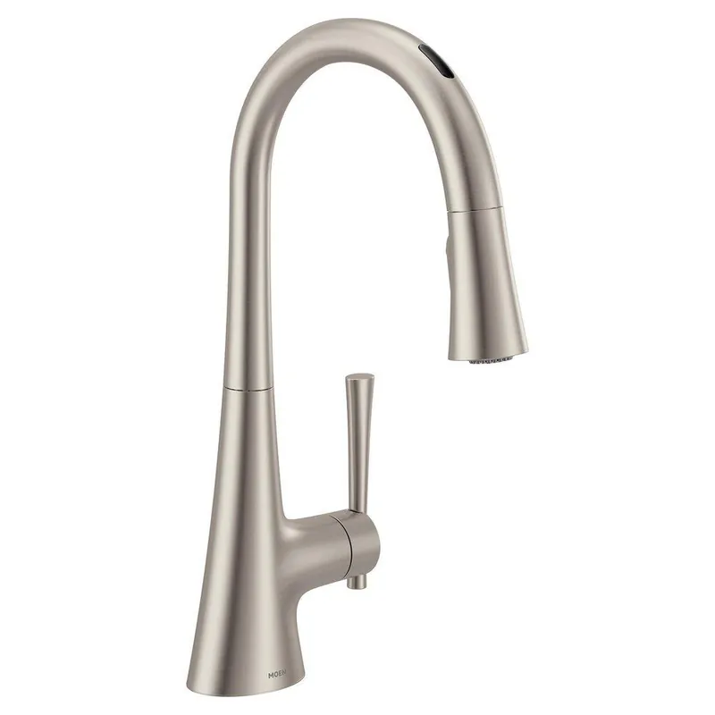Moen 9126EVSRS Kurv Single Handle Pull Down Touchless Kitchen Faucet with Voice Activation in Spot Resist Stainless