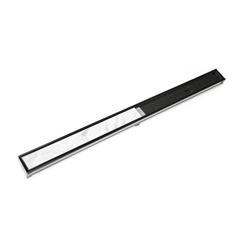 Infinity Drain SLTIF6536BK 36 in S-PVC Series Low Profile Complete Kit with 2 1/2 in Tile Insert Frame in Matte Black