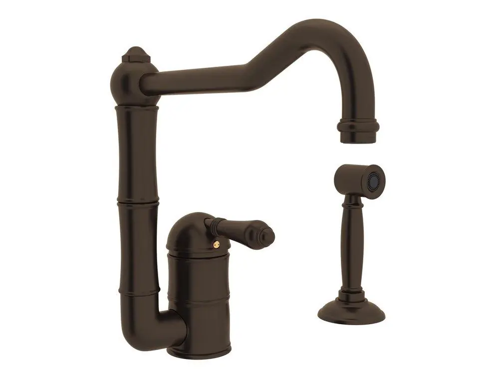 Rohl A3608LMWSTCB-2 Acqui Single Handle Kitchen Faucet with Side Spray in Tuscan Bronze