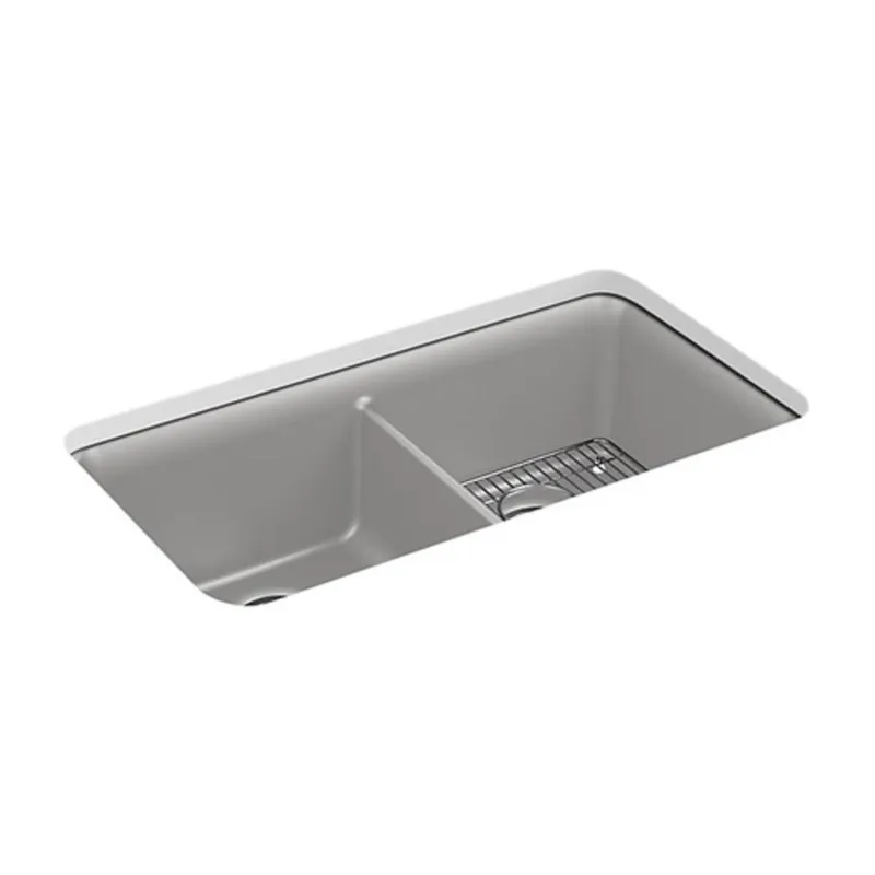 KOHLER 8199-CM4 Cairn 33-1/2 x 18-5/16 in. No Hole Composite Double Bowl Undermount Kitchen Sink