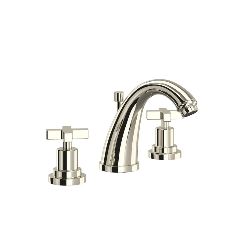 Rohl A1208XMPN-2 Lombardia® Widespread Lavatory Faucet With C-Spout in Polished Nickel