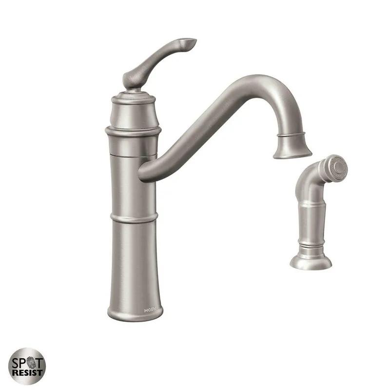Moen 87999SRS Wetherly Single Handle Kitchen Faucet with Side Spray in Spot Resist Stainless