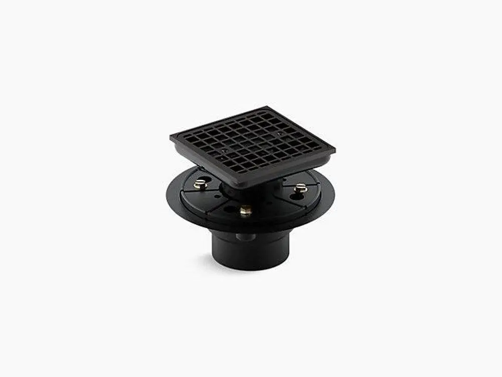 KOHLER 9136-BL ClearFlo 3 in. Threaded Plastic Black Shower Drain