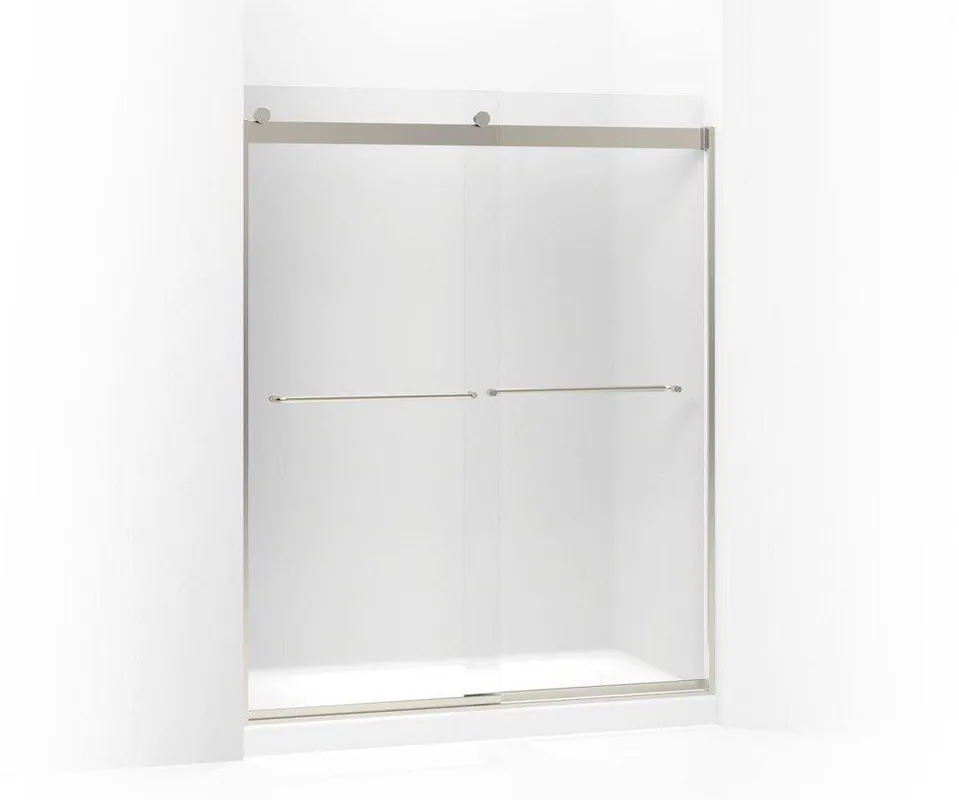 Kohler 706015-D3-MX Levity 74 x 60-1/4 x 59-5/8 in. Frameless Sliding Shower Door with Frosted Glass and Towel Bar in Matte Nickel