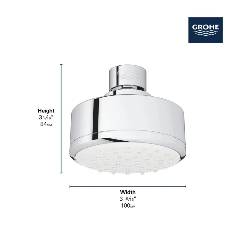 Grohe 260512431 100 Shower Head, 4 - 1 Spray, 1.5 gpm in Matte Black