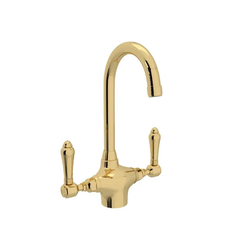 Rohl A1667LMULB-2 San Julio Two Handle Bar Faucet in Unlacquered Brass
