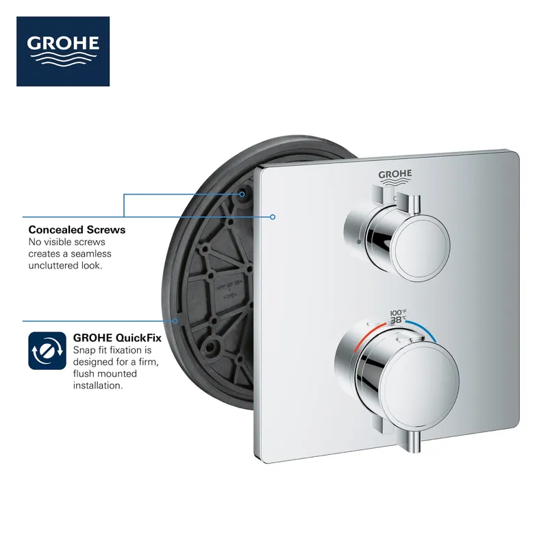 Grohe 241102430 Single Function 2-Handle Thermostatic Valve Trim in Matte Black