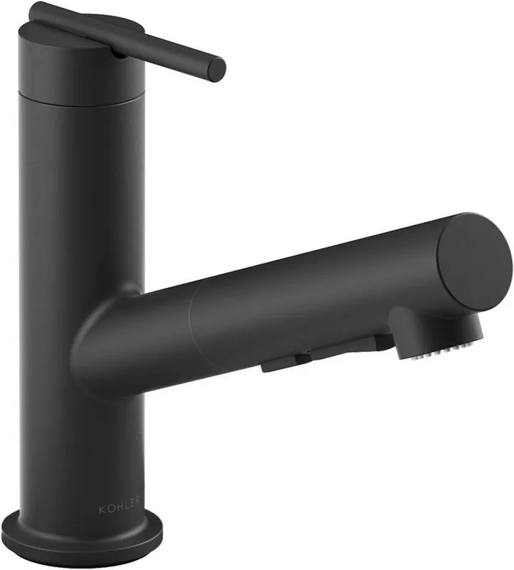 Kohler 22976-BL Crue Single Handle Pull Out Kitchen Faucet in Matte Black