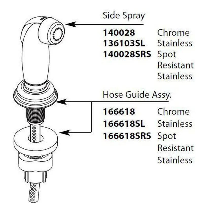Moen 140028 Repair Side Spray with Hose Chrome