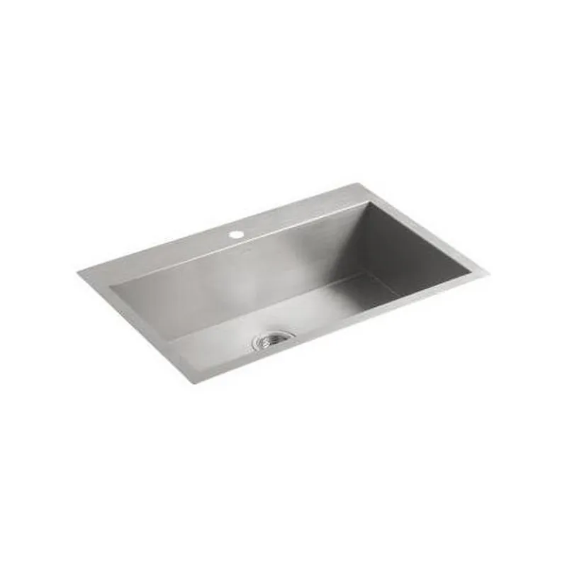 Kohler 3821-1-NA Vault 33 x 22 in. 1-Hole Stainless Steel Single Bowl Dual Mount Kitchen Sink