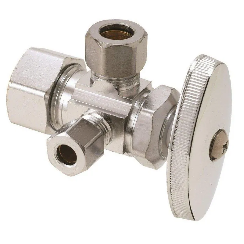 BrassCraft CR1900DVXC Valve 1/2 in. Nominal Compression x 3/8 in. OD Compression x 1/4 in. OD Compression Dual Outlet