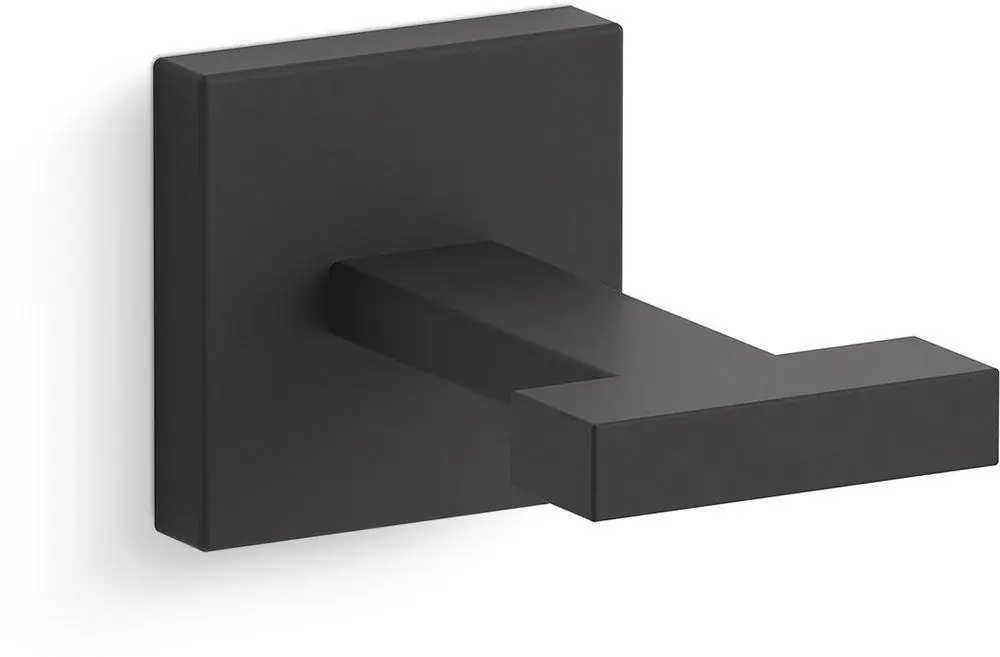 KOHLER 23290-BL Square 1-Hook Robe Hook in Matte Black