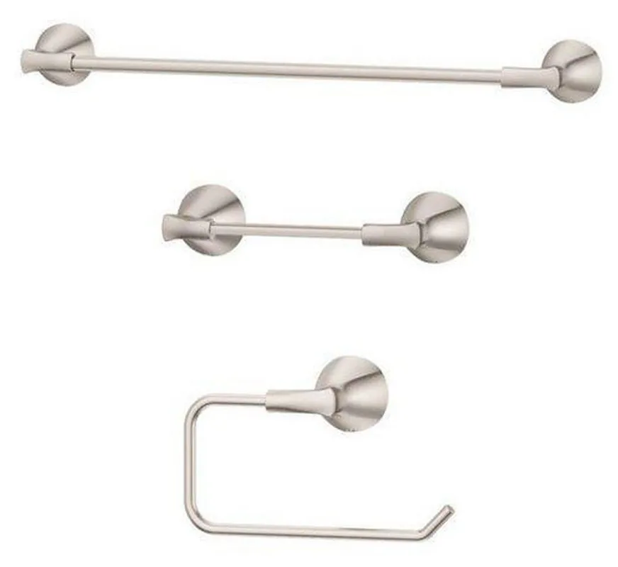Pfister BTB-WLL3K Willa Towel Bar Tissue Paper and Towel Holder in Brushed Nickel