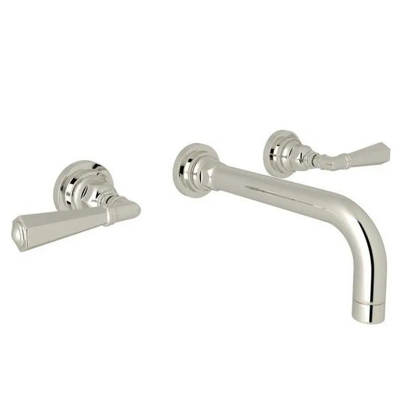 Rohl A2307LMPNTO-2 San Giovanni Two Handle Wall Mount Widespread Bathroom Sink Faucet in Polished Nickel