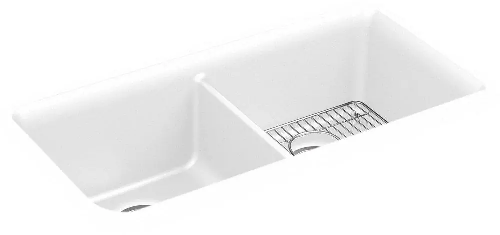 Kohler 8199-CM6 Cairn 33-1/2 x 18-5/16 in No Hole Composite Double Bowl Undermount Kitchen Sink