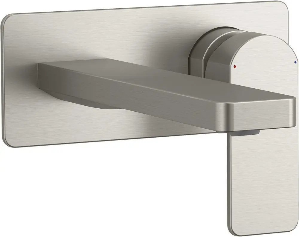 KOHLER 22567-4-BN Parallel Single Handle Wall Mount Bathroom Sink Faucet in Vibrant Brushed Nickel