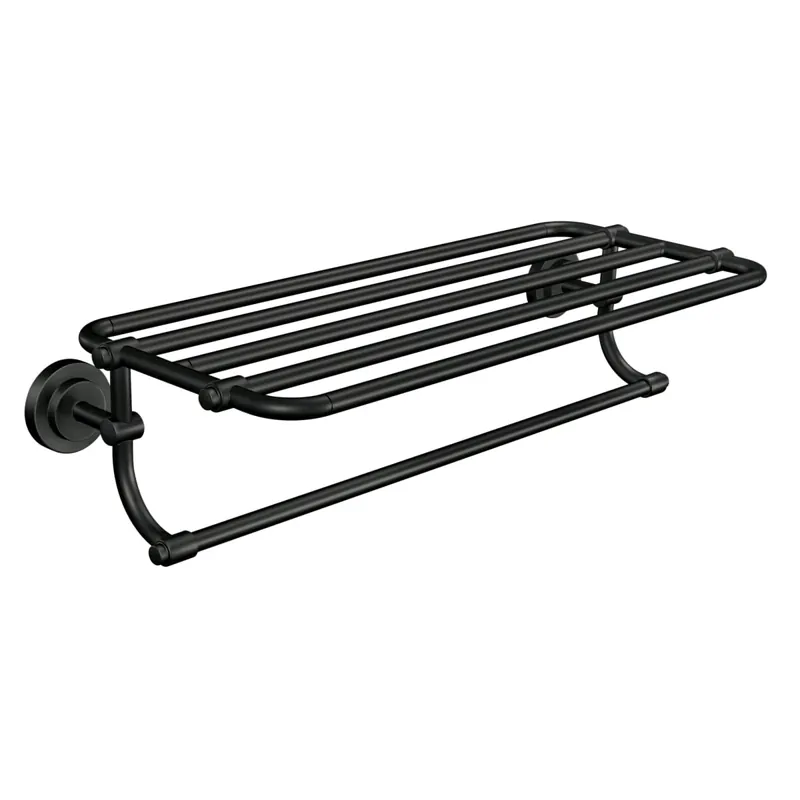 Moen DN0794BL Iso 10-7/10 in. L x 6-9/25 in. H x 26-19/20 in. W Zinc Hotel-Style Bathroom Shelf in Matte Black