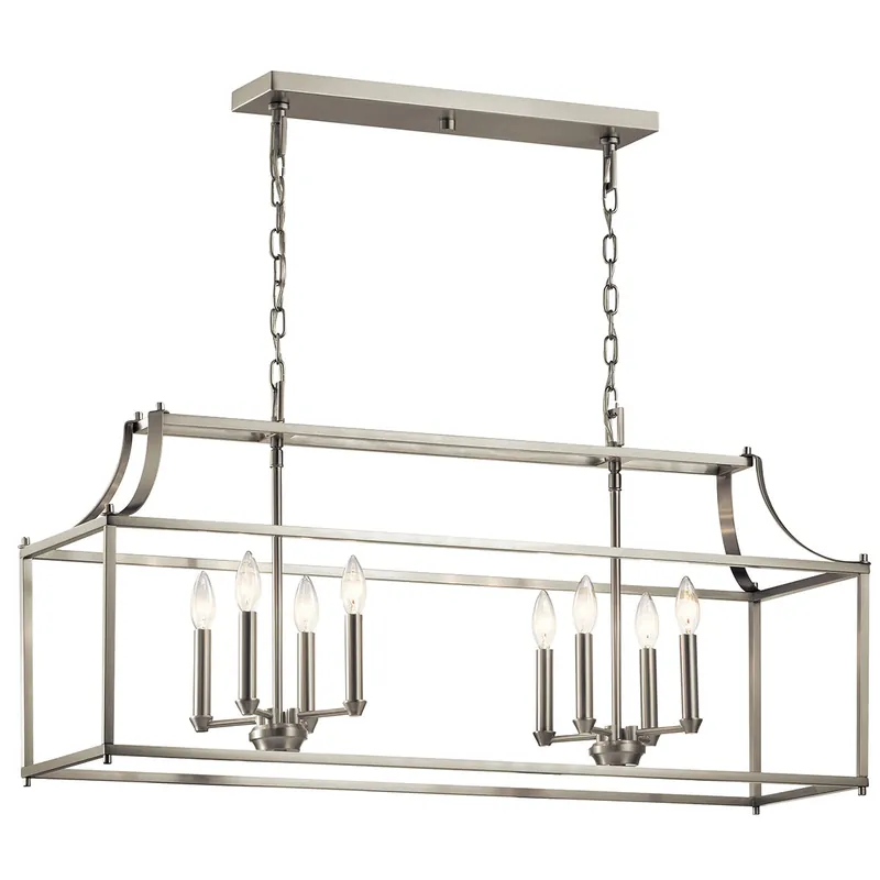 Kichler 42497NI The Morrigan 8-light Linear Chandelier Brushed Nickel