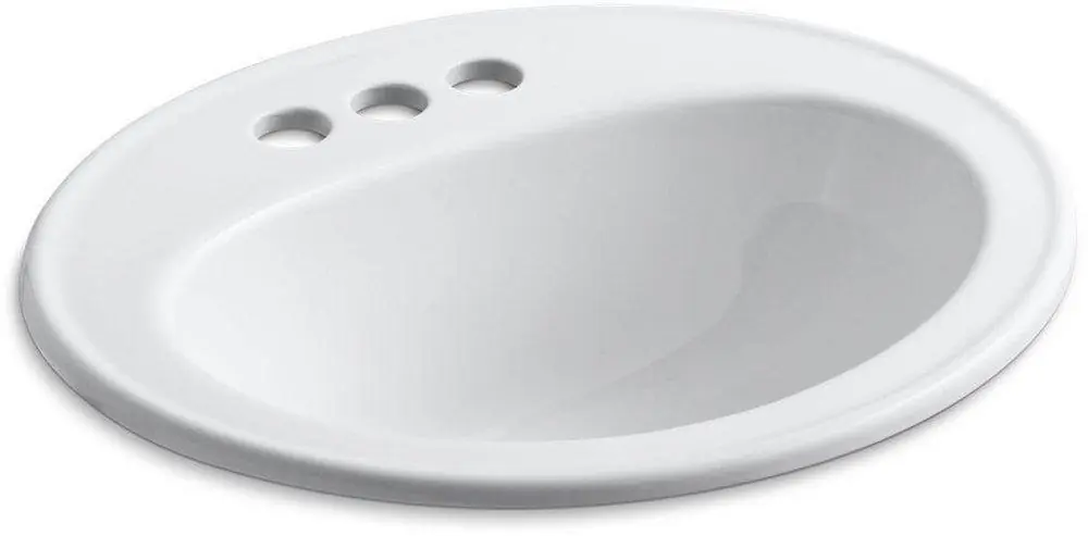 KOHLER 2196-4-0 Pennington 20-1/4 x 17-1/2 in. Oval Drop-in Bathroom Sink In White