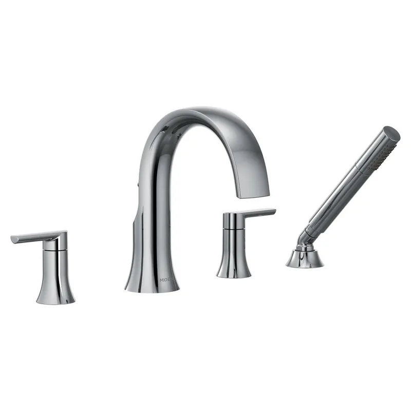 Moen TS984 Doux Two Handle Roman Tub Faucet with Handshower in Polished Chrome (Trim Only)