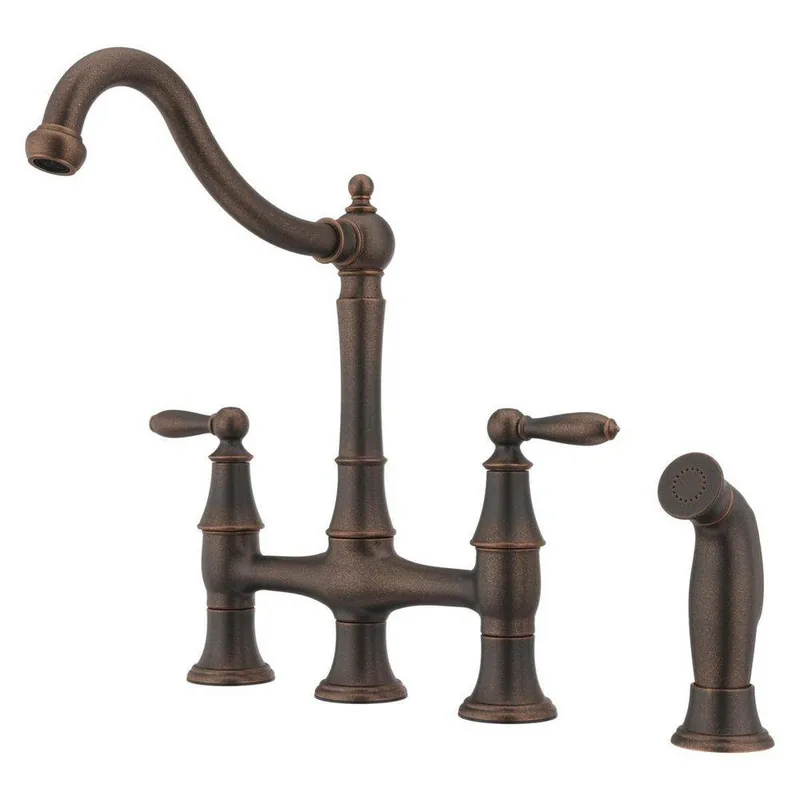 Pfister F-031-4COU Courant Two Handle Bridge Kitchen Faucet with Side Spray