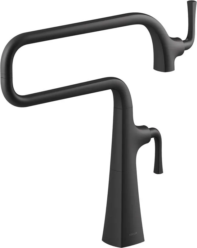 Kohler 22067-BL Graze Deck Mount Pot Filler in Matte Black