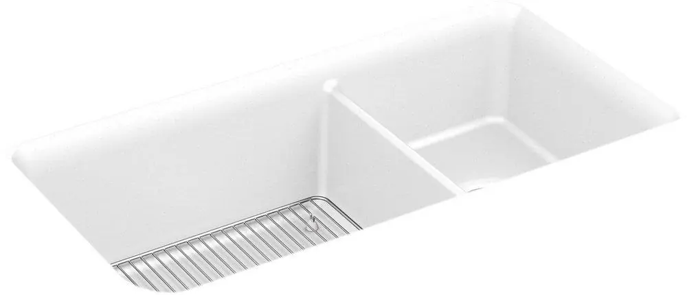 Kohler 8204-CM6 Cairn 33-1/2 x 18-5/16 No-Hole Composite Double Bowl Undermount Kitchen Sink