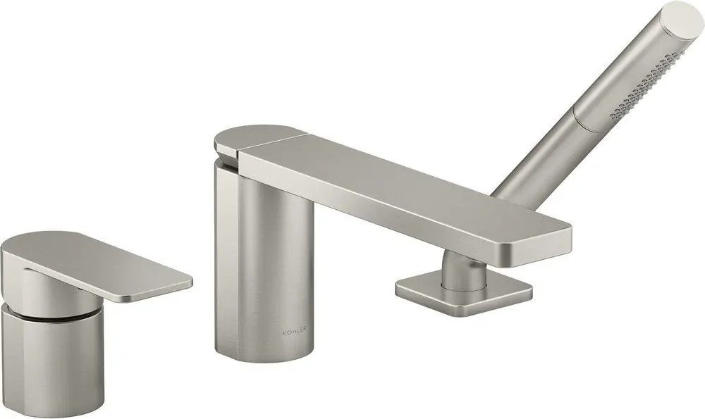 Kohler 23488-4-BN Parallel Single Handle Roman Tub Faucet with Handshower in Vibrant Brushed Nickel